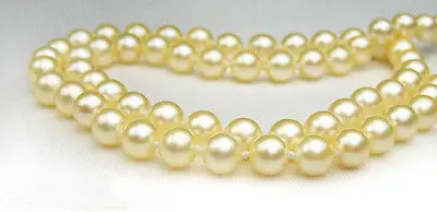 

FREE SHIPPING6.5-7mm golden top rating AAAA pearls necklace 14KGP clasp
