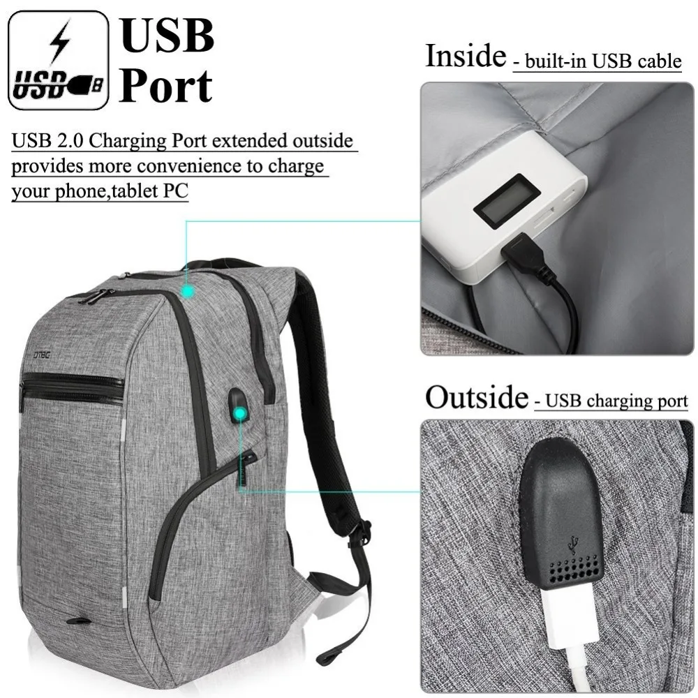 Модные мужские Компьютерные рюкзаки usb зарядка ноутбук рюкзак Противоугонный