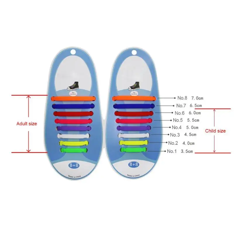 8 Pairs/Set Silicone Shoelaces Children Elastic Multifunctional Shoe String Solid Color Running No Tie Shoelaces for Kids Adults