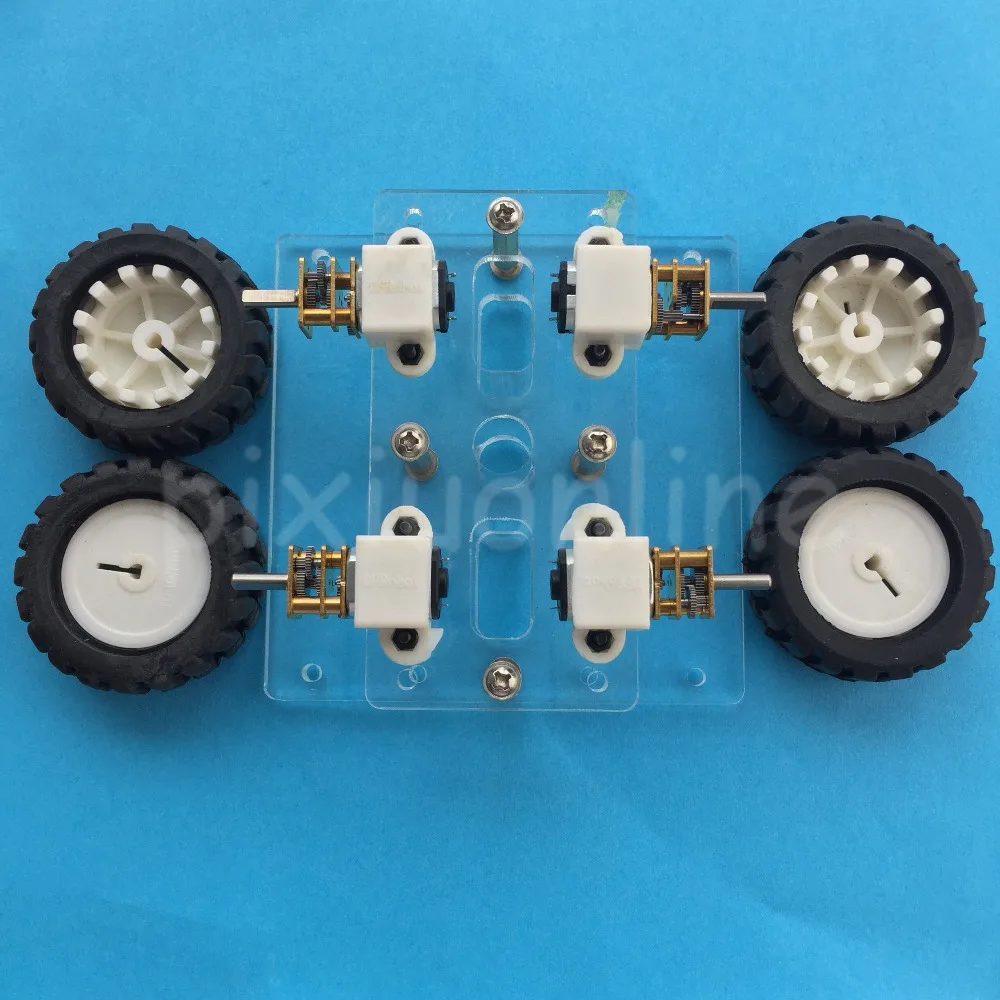 

1suit J266Y DIY Assembled 4WD Transparent Acrylic Board Model Car with 4 N20 GEAR MOTOR DIY Chassis Frame