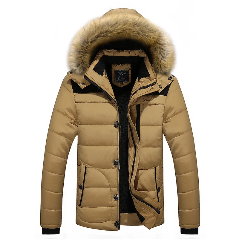 2020 Autumn Winter Jacket Men New Hooded Fur Collar Coat Plus Velvet Cotton Parkas Fashion Outwear | Мужская одежда