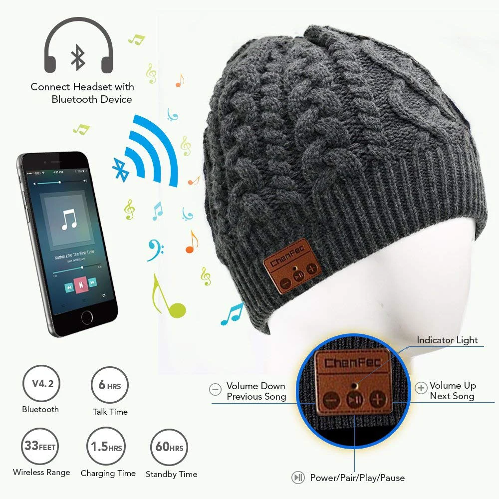 

2019 Bluetooth 4.2 Musical Hat with Speaker Mic Unisex Wireless Beanie Sport Smart Caps Winter Warm Cap Headset Earphone