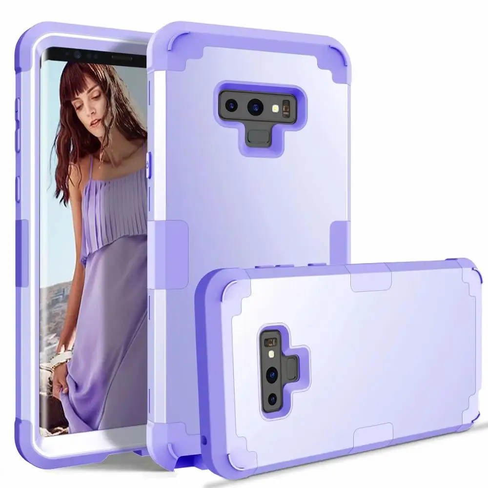 Противоударный чехол для телефона samsung Galaxy S9 S8 Plus Note 8 9 PC+ TPU 3 слоя гибридный защитный чехол на 360 градусов - Цвет: Purple