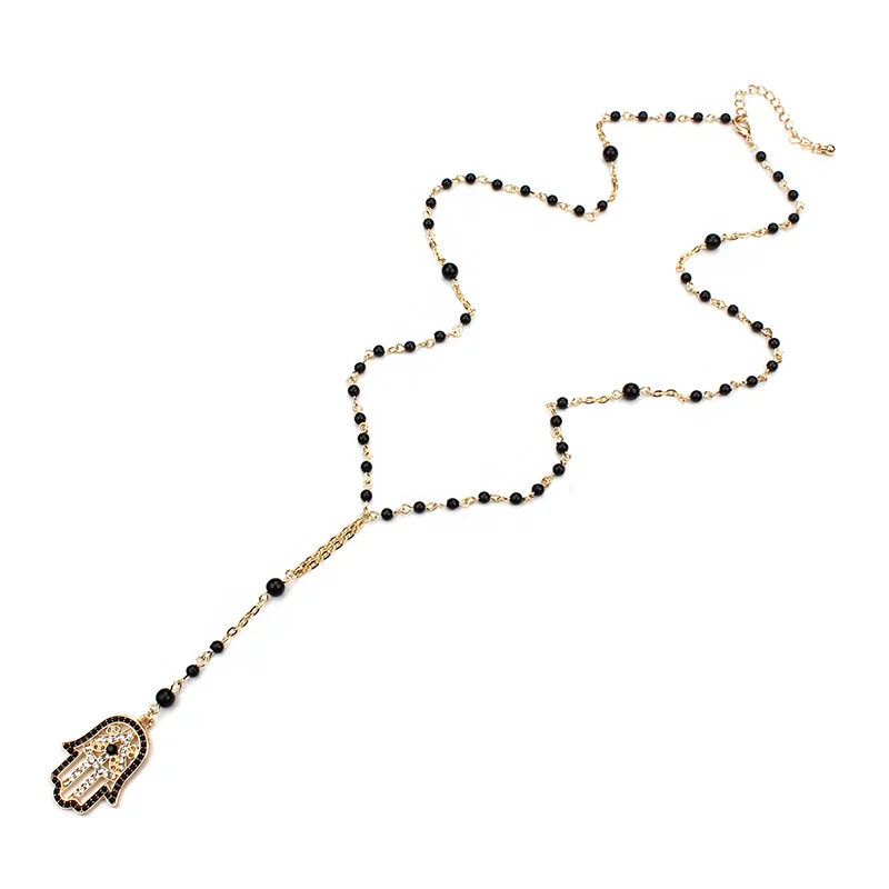Колье Lucky Evil Eye Hamsa для женщин цепочка из бисера черного и красного цветов модные