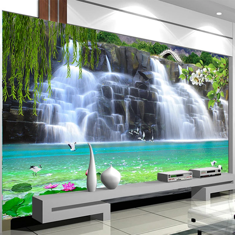 

Photo Wallpaper 3D Stereo Waterfalls Nature Scenery Mural Living Room TV Sofa Background Wall Painting Home Decor 3D Wall Paper