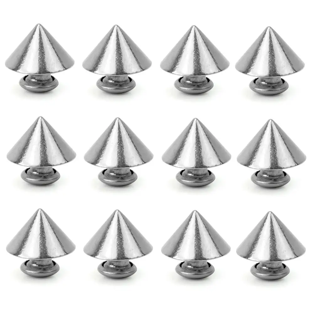 RUBYCA Wholesale 13mm 1/2” Silver Cone Spikes Screw-back Metal Studs for Leather 