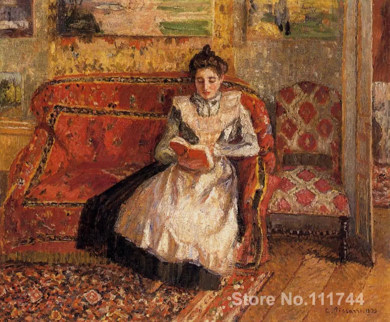 famous Camille Pissarro paintings Jeanne Reading Canvas art reproduction High quality Hand painted | Дом и сад