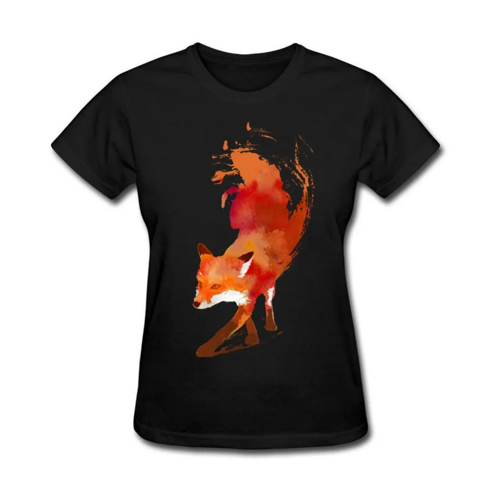 

Red Fox Vulpes Vulpes Fox animals Tee T Shirt Women's Fashion Short Sleeve Top 2018 black new 3D tumblr