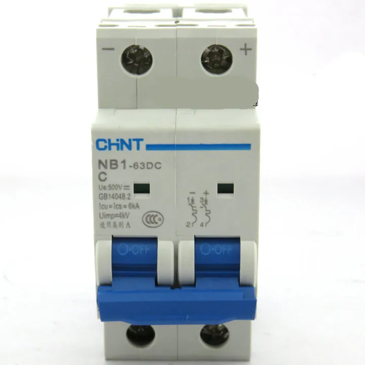 

DC500V 2Pole 25Amp 6KA CHNT NB1-63 DC MCB Circuit breaker for solar photovoltaic