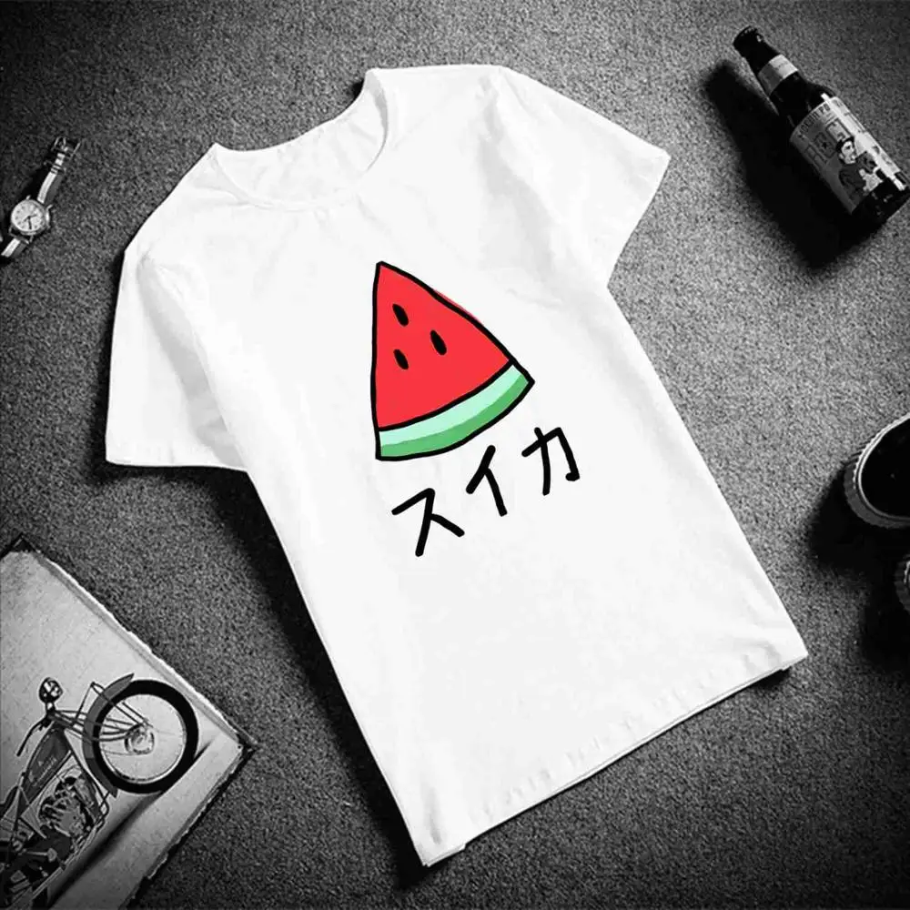 

Watermelon Printed Female Top T-shirt Women Summer Basic Model Tee Shirt Femme White Pink Women Clothes 2019