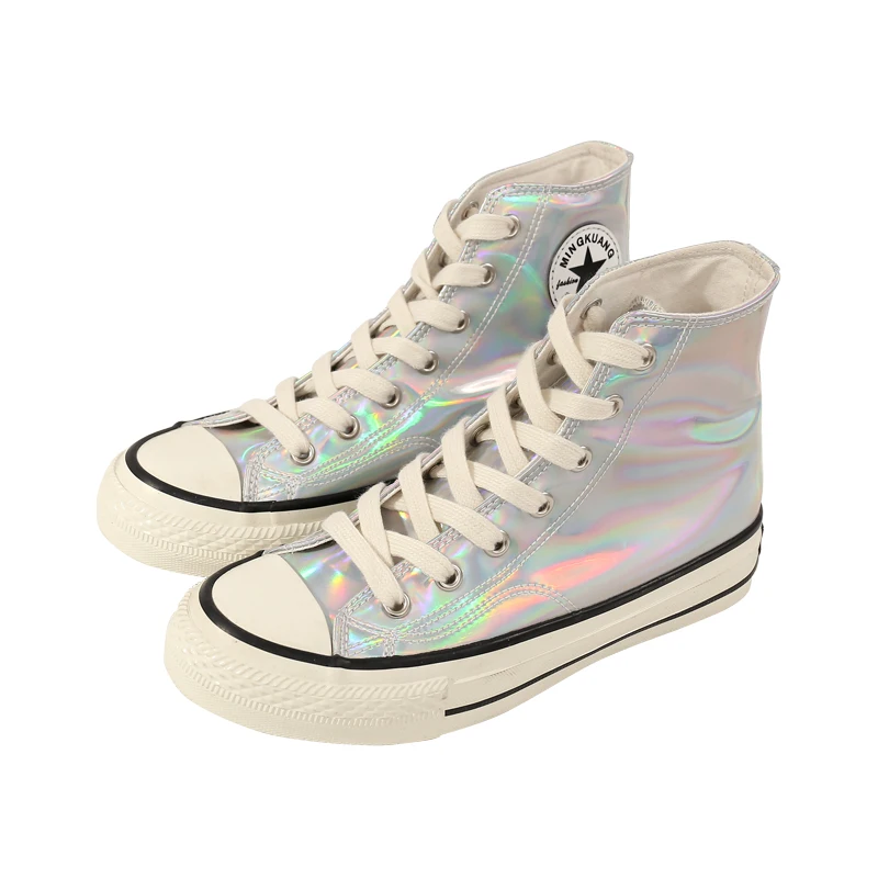 Najtaniej Kolorowe kolor kobiet buty w stylu casual galaretki laser kobiet buty 2019 wiosna nowy kameleon odblaskowe wysokiej tenisówki fala