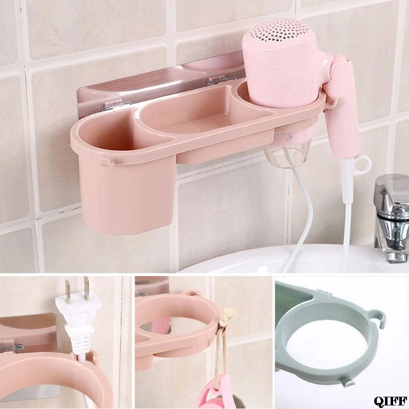 

Bathroom Wall Mounted Suction Cup Hair Dryer Holder Shelf Stand Comb Rack PP Storage Organizer Strong Sucker Practical Jun13