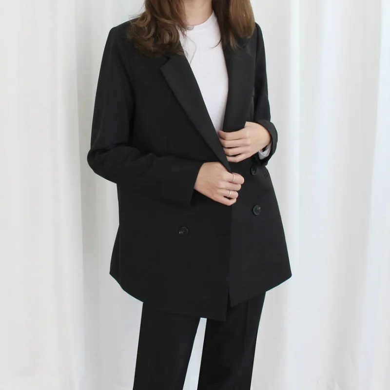 

Women Clothes Casual Suit Female Autumn and Winter New Korean Fashion Professional Set Black Was Thin Large Size Women Suit