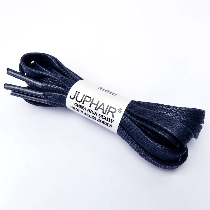 JUP1-12 Pair Dark Blue Waxed Flat Shoelaces Sneakers Boat Shoelace Unisex Lace Cable 100% Cotton Cheap Shoelaces Colorful Laces 
