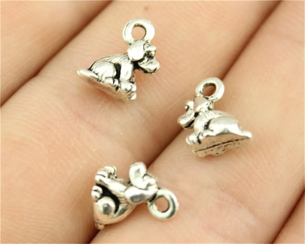 WYSIWYG 10pcs 10x7mm Sitting Dog Charm Cute Small Dog Charms Diy