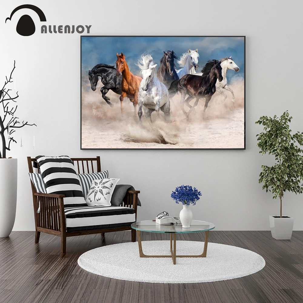 Allenjoy постеры с животными лошади бегут песок пыль великолепные картины на холсте