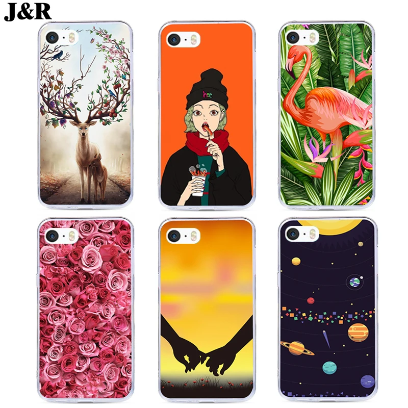 J &amp R Мягкий чехол для телефона из ТПУ iphone 7 силиконовый с цветком Apple 5 5S SE 6 s 8 plus x 10