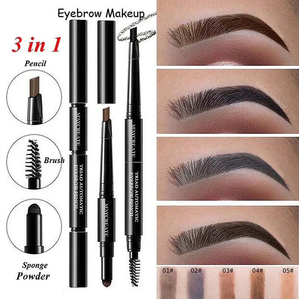 Promo Offer for  Three-in-one eyebrow pencil with eyebrow brush automatically rotate waterproof long-lasting makeup 