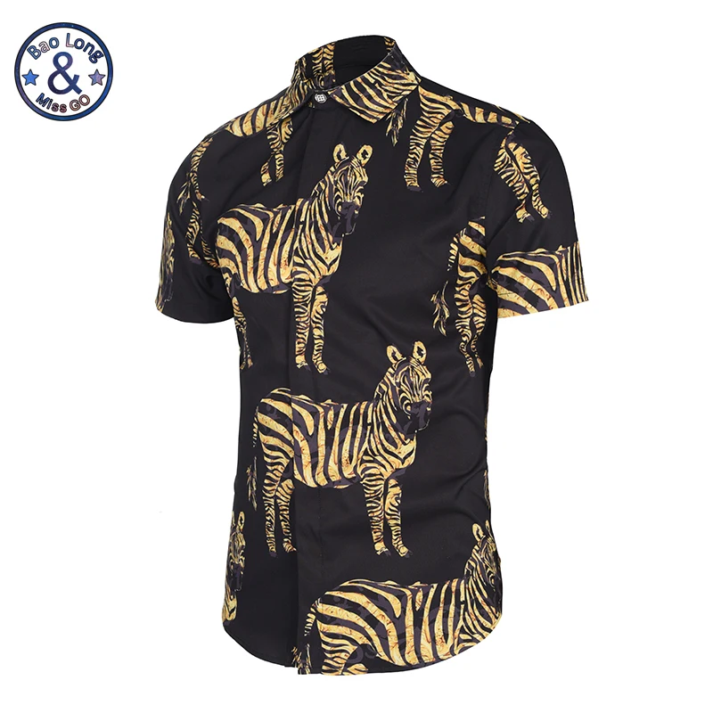 Buy NEW 3D Printed Golden Zebra Pattern Shirts Men