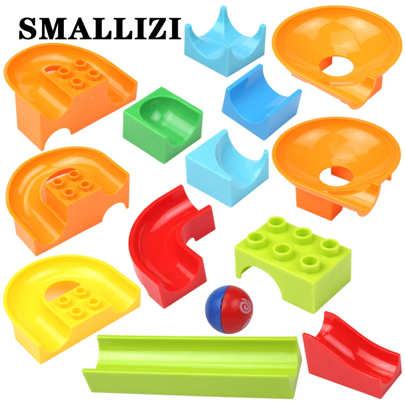 

Big building blocks Ball Maze Race Run Track toys accessories compatible Duplo bricks set slide traffic slideway children gift