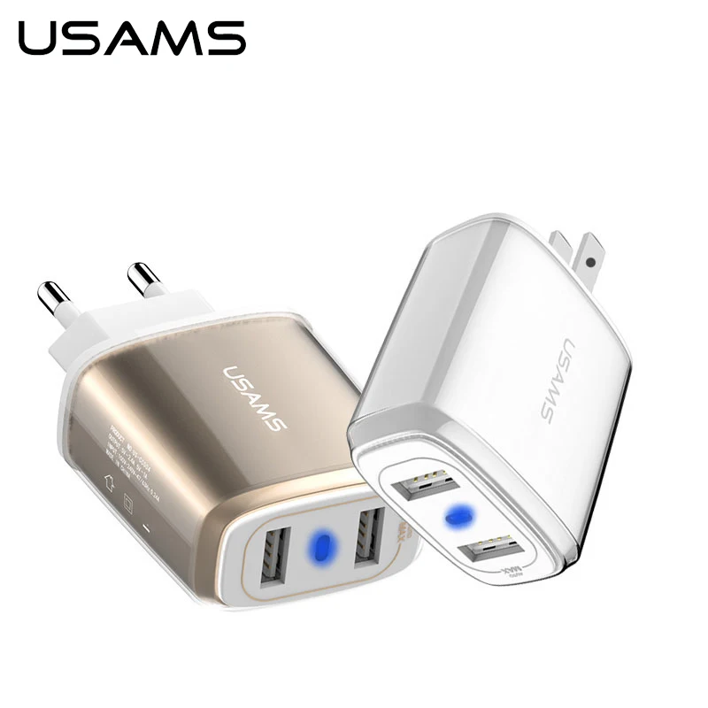 USAMS Телефон USB Зарядное Устройство Адаптер Dual Всего 3.4A для телефона США ЕС iPhone ipad |