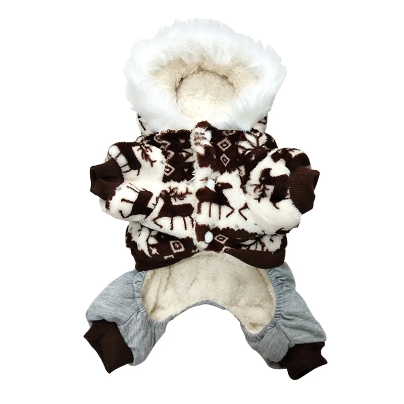 Новая мягкая теплая зимняя одежда для собак Pineocus, куртка для собак, чихуахуа, щенка, теплое зимнее пальто с рисунком оленя, S-XL