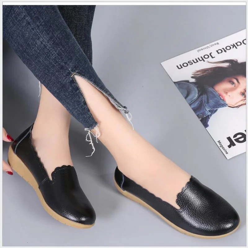 RUSHIMAN Grundlegende Ballett Wohnungen Schuhe aus echtem leder Flache Ballerina Schuhe weiche sohle gleitschutz einfache Damen Loafers