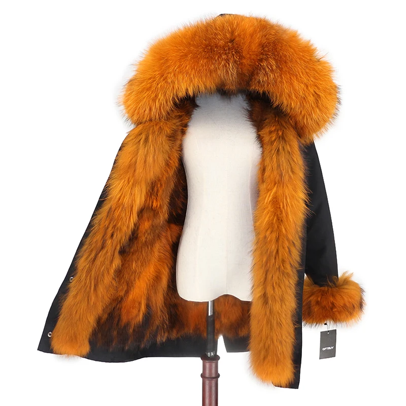 OFTBUY, водонепроницаемое пальто с натуральным мехом, длинная парка, зимняя куртка для женщин, натуральный мех енота, воротник, капюшон, подкладка из лисьего меха, теплая уличная одежда