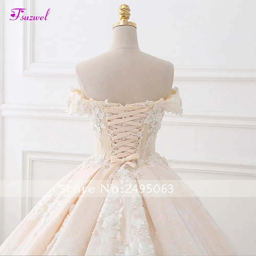 affordable wedding dresses Vestido de Noiva Appliques Lace Royal Train Princess Wedding Dress 2020 Luxury Pearls Flowers Boat Neck Ball Gown Bridal Dress affordable wedding dresses