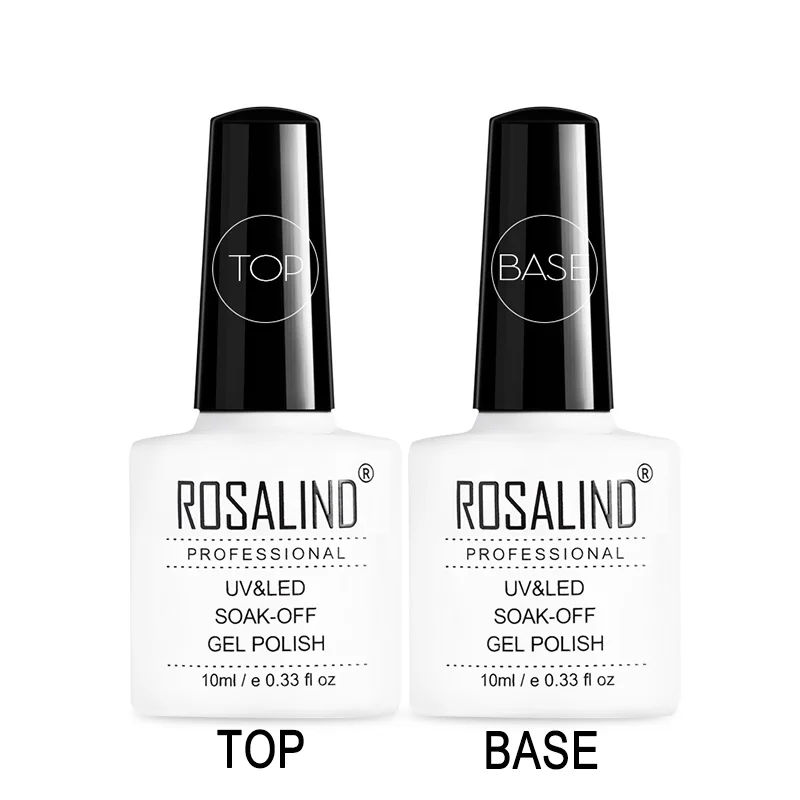 ROSALIND Gel Varnish 10ml Top and Base Primer Foundation for Nails Art Soak off UV Nail Design
