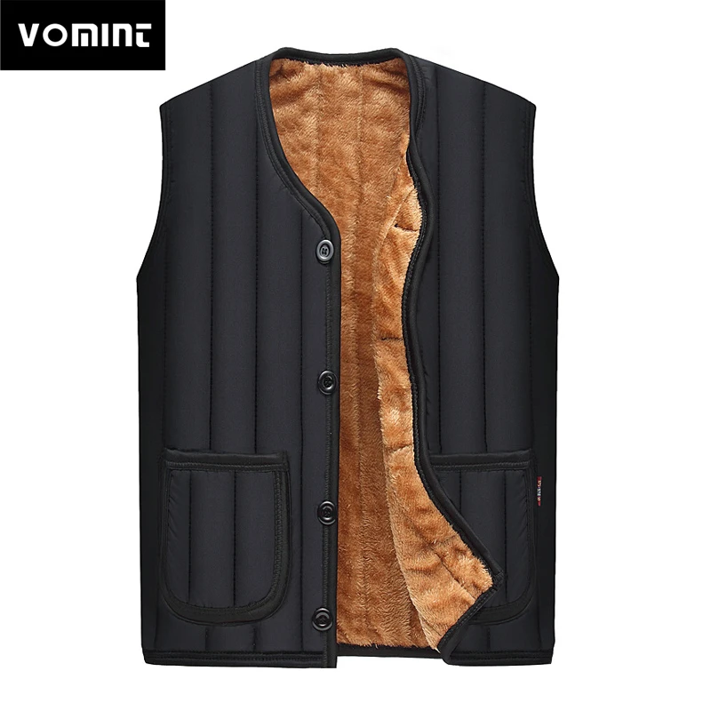 

Vomint 2019 Winter Men's Warm Vest Inside Fleece Layer Waistcoat Father's Wear Sleeveless Jackets Vintage Vest for Male