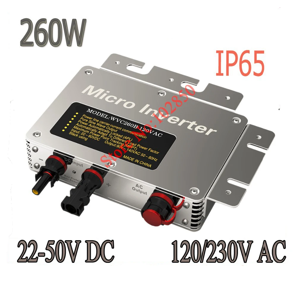 IP65 260W MPPT Grid Tie Micro Inverter 22 50V DC Solar ...