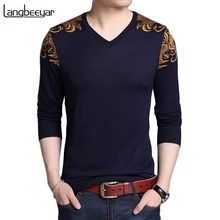 Новинка, осенне-зимний брендовый мужской свитер, модный свитер с v-образным вырезом, облегающий Зимний пуловер, Мужской Графический вязаный свитер для мужчин