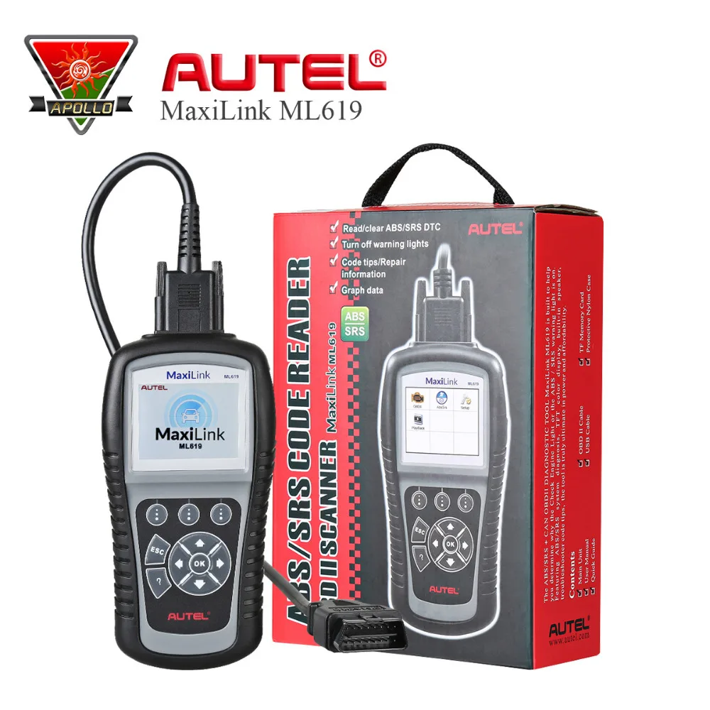 Autel MaxiLink ML619 OBD2 Code Reader Auto Car Scanner for ABS/SRS System CAN OBDII Diagnostic Tool Better than Autel AL619 Autel MaxiLink ML619 OBD2 Code Reader Auto Car Scanner for ABS/SRS System CAN OBDII Diagnostic Tool Better than Autel AL619