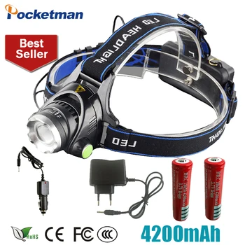 

LED Headlight T6 led headlamp zoom 18650 Head lights head lamp 2000lm XML-T6 zoomable lampe frontale LED flashlight ZK50