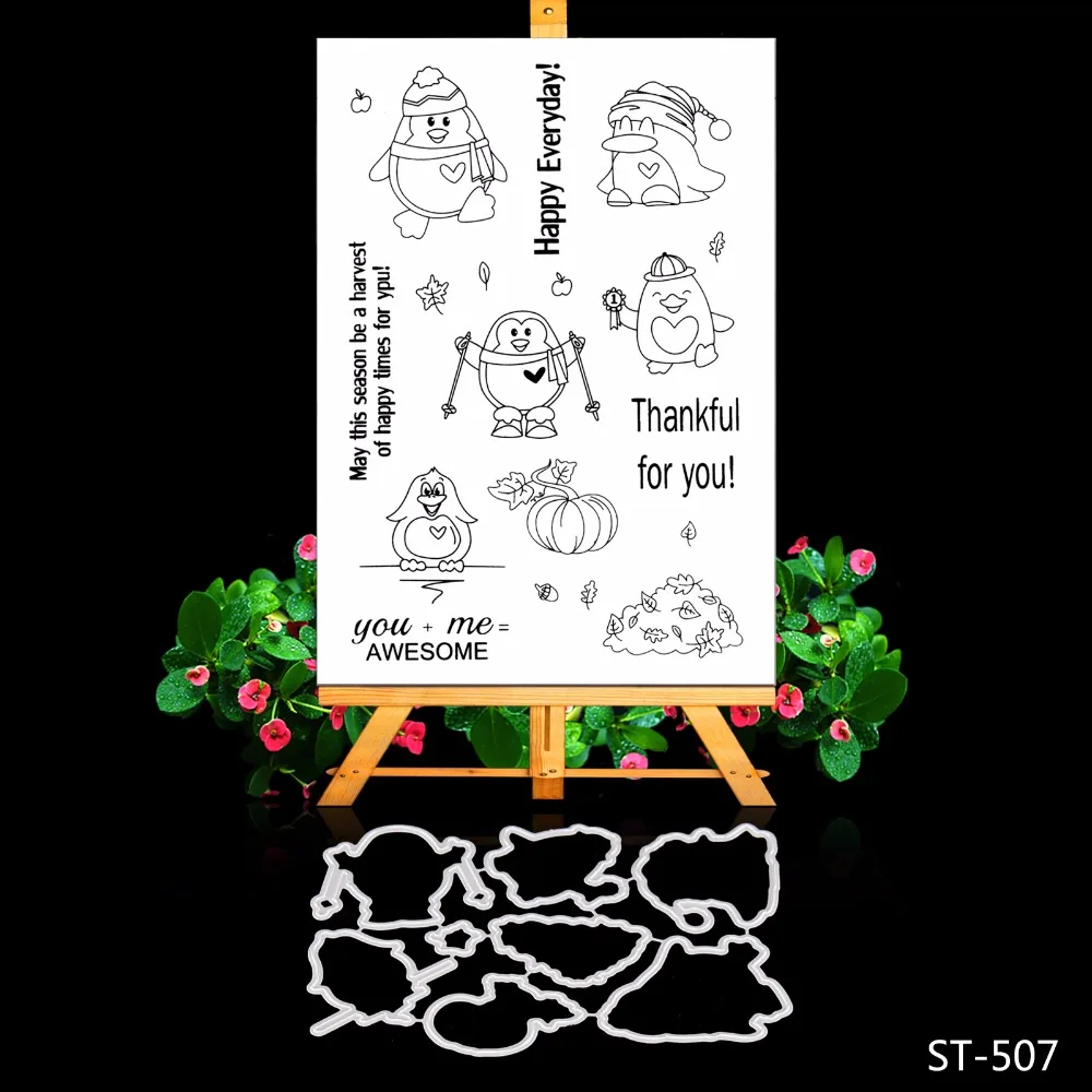 

Penguin Skiing Transparent Clear Silicone Stamp/Seal for DIY Scrapbooking/photo Album Decorative Clear Stamp Sheets