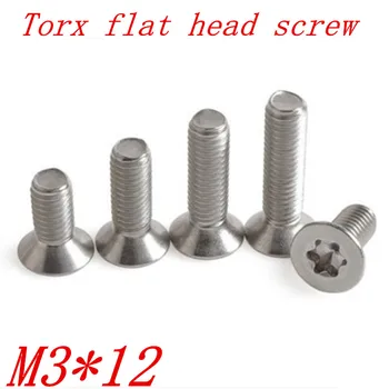 

100Pcs M3*12 m3x12 torx flat countersunk head screw a2 stainless steel