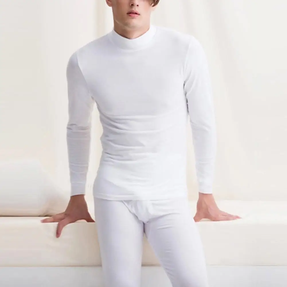 MISSKY комплект зимней мужской одежды для сна из 2 предметов, Одноцветный теплый плотный термо-мужской комплект нижнего белья