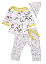3pcs!!Autumn Winter Baby Clothes Newborn Infant Baby Boy Girl Print Tops +Long Pants Hat Outfits Clothes Set