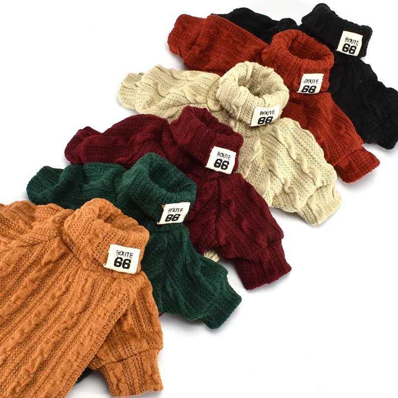 

Puppy Dog Knit Sweater Pet Cat Warm Winter Classic Sweaters Knitted Turtleneck Small Dogs Kitten Cats Soft Knitwear Apparel XS-L