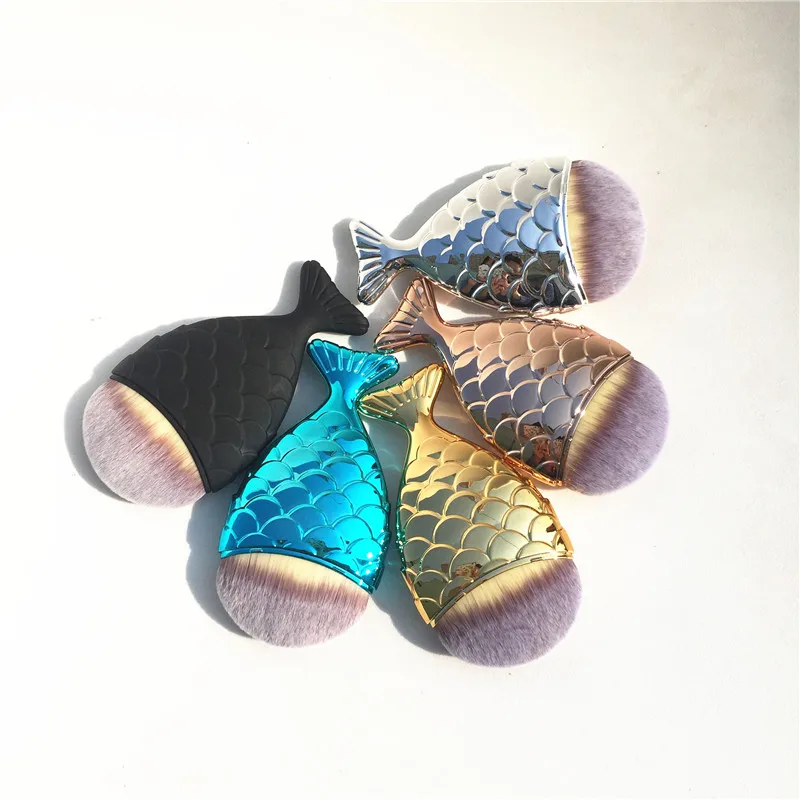 The Chubby Mermaid Carve Contour Foundation Cream Brush - Blue/Gold/Matte Black/Silver - Beauty Makeup Brush Blender