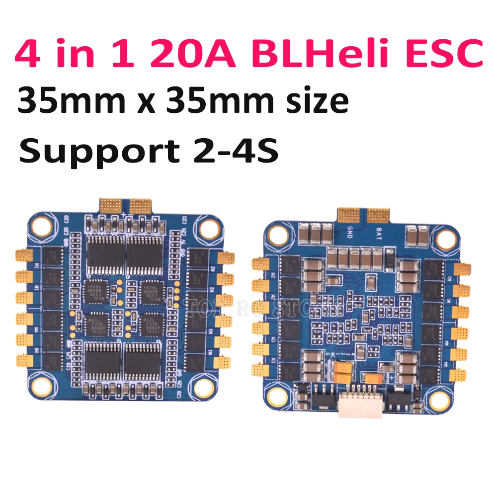 

Mini 20A BLheli OneShot125 2-4S 4 In 1 ESC No BEC 35mm x 35mm size for RC Racer Racing FPV Drone Spare Parts