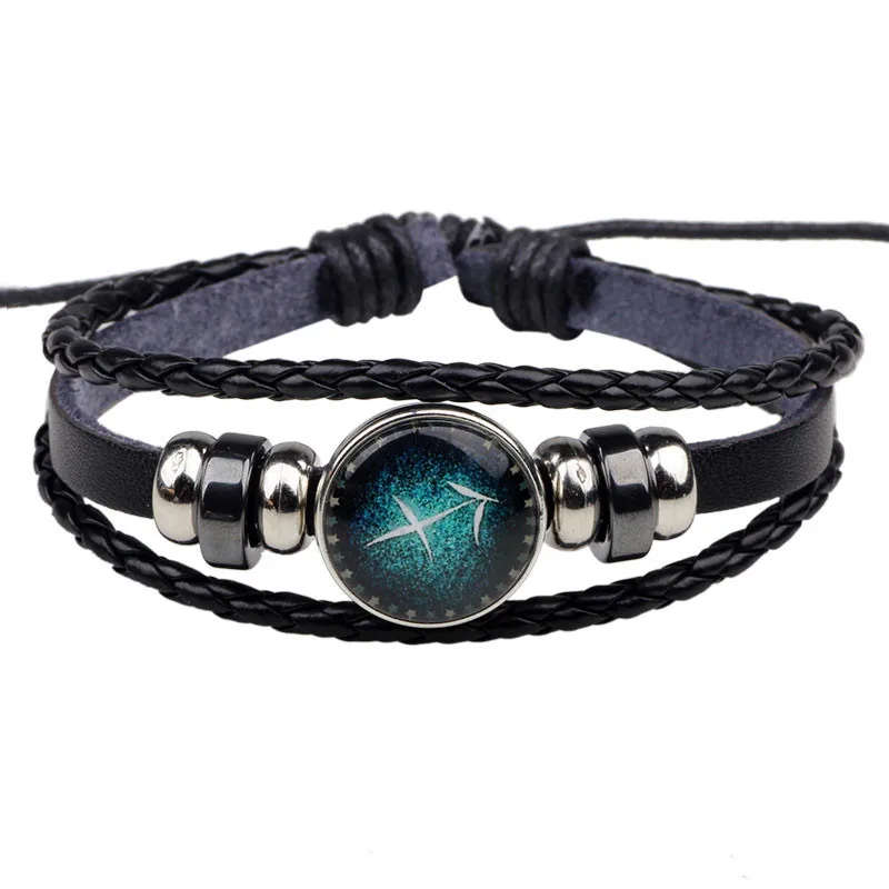 NIUYITID Constellation Bracelets For Women Men Fashion Handmade Braided Adjustable Leather Bracelets Jewelry (19)