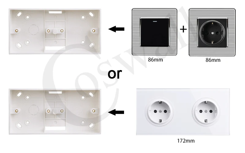 Coswall внешняя Монтажная коробка 172 мм* 86 мм* 33 мм для 86 типа двойных выключателей или розеток применяется для любого положения поверхности стены