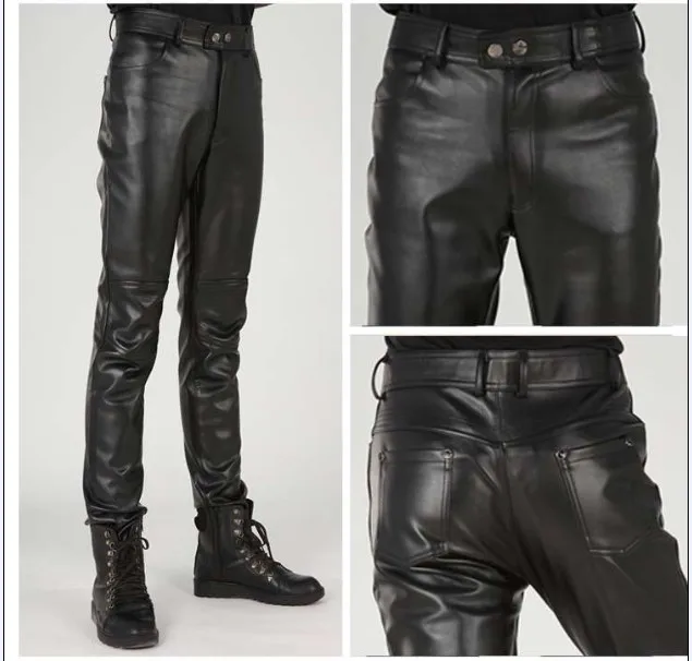 leather jeans male