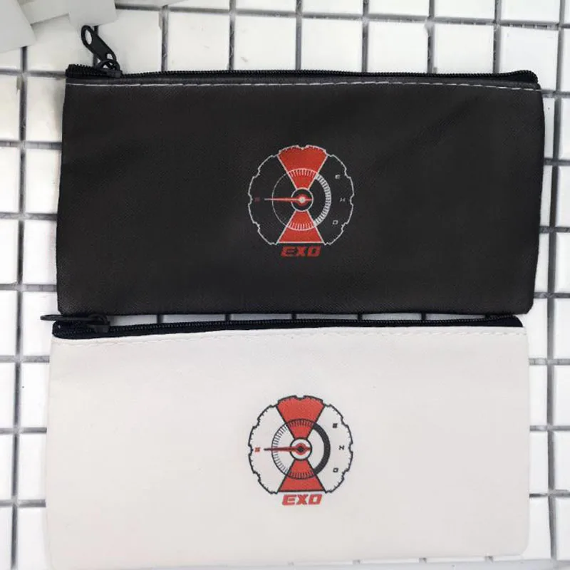 

1 Pcs K-POP Simple EXO PU Pencil Case Makeup Pouch Organizer Pen Bag Fans Stationery Student Kids Fans Gifts
