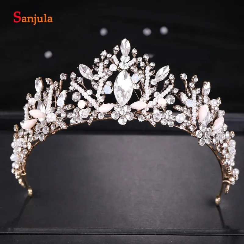 2019 Vintage Bridal Tiaras And Crowns Rhinestones Pearls Wedding Headband New Marriage Headwear T109 | Свадьбы и торжества