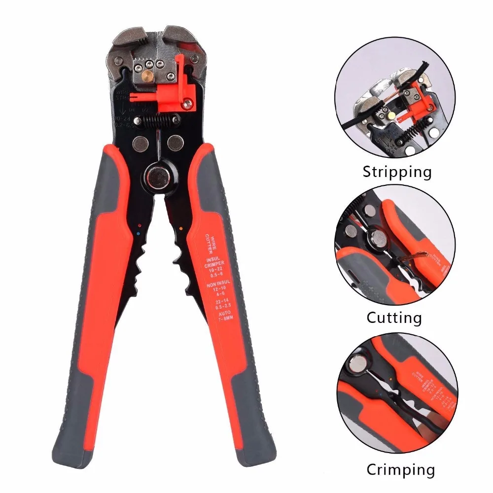 

Cable Wire Stripper Cutter Crimper Automatic Multifunctional Crimping Stripping Plier Tools for Industry AWG24-10(0.2~6.0mm2)