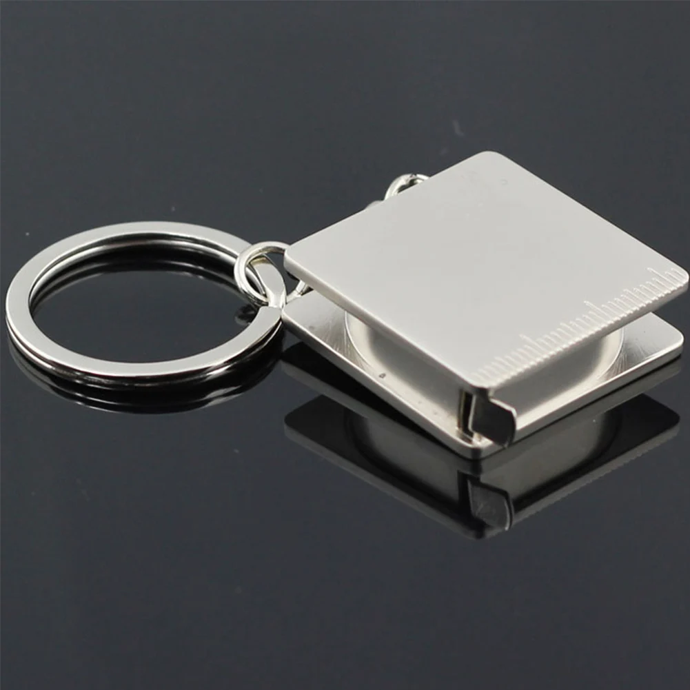 1pcs Portable Metal Ruler Tape Measure Key Ring Multifunctional Keychain Keys Holding Chains