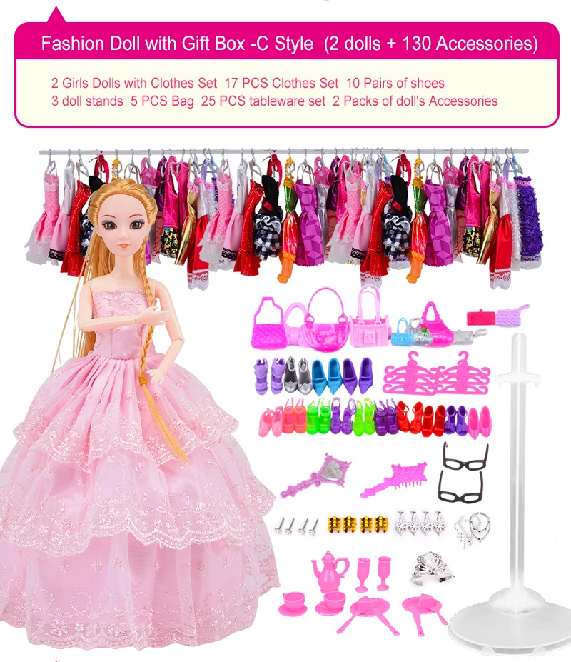 UCanaan DIY Dressup, игрушки для девочек, набор, кукла принцессы для детей, подвижное шарнирное тело, супер мульти аксессуары для кукол 30 см